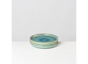 9001794894425 - Speiseteller GIPFELSTÜCK Tiefer See Gr 28 cm bunt (grün blau) Scandi-Style glänzende Reaktivglasur jedes Stück ein Unikat