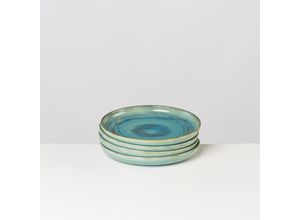 9001794894517 - Dessertteller GIPFELSTÜCK Tiefer See Speiseteller Gr 22 cm bunt (grün blau) Scandi-Style glänzende Reaktivglasur jedes Stück ein Unikat