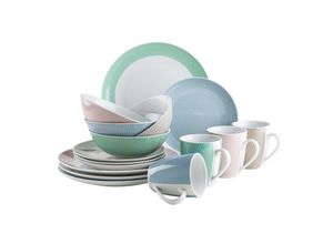9001794911795 - Geschirr-Set Porzellan Kitchen Time II 16-tlg (Farbe Rosa Blau Grün Beige)