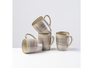 9001794932653 - Becher GIPFELSTÜCK Nebelwald Trinkgefäße Gr 275 ml 4 tlg beige (beige braun) Scandi-Style Reaktivglasur jedes Stück ein Unikat 4-teilig