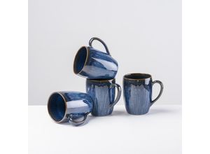 9001794932660 - Becher GIPFELSTÜCK Eisfall Trinkgefäße Gr 275 ml 4 tlg blau (blau braun schwarz) Scandi-Style Reaktivglasur jedes Stück ein Unikat 4-teilig