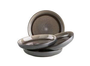 9001794934190 - Suppenteller-Set Steinzeug Niara 4 (Farbe Schwarz   Grau)