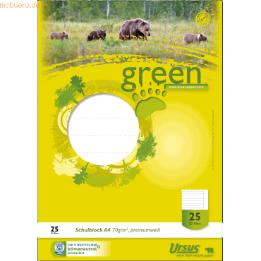 9001939828407 - Schulblock 040750025 Green Lineatur 25   liniert mit weißem Rand A4 70g 50 Blatt 9001939828407 Staufen