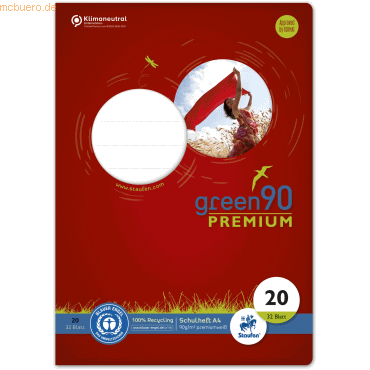 9001939834637 - Schulheft 040784020 Green Lineatur 20   Lineatur 20 A4  90g grün 32 Blatt   64 Seiten 9001939834637 Ursus