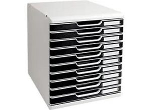 9002493023987 - Schubladenbox Modulo 302014D lichtgrau schwarz 10 Schubladen geschlossen 9002493023987 Exacompta