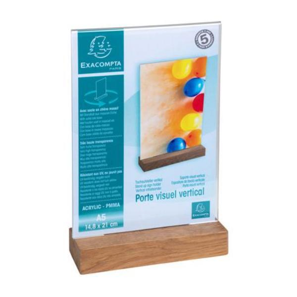 9002493109391 - Tischaufsteller mit Holzsockel A5 Hochformat kristall 9002493109391 Exacompta