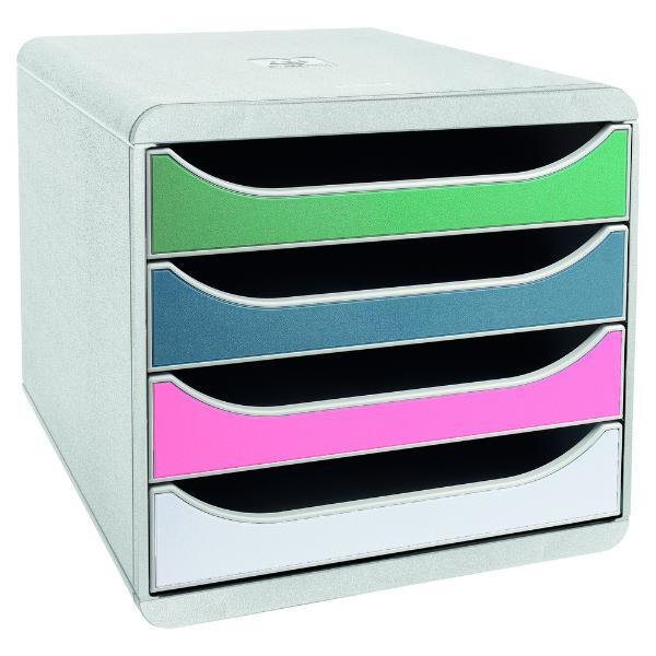 9002493310308 - Pop Box Schubladenbox für A4 A4+ aus recyceltem Kunststoff geschlossene Schubladen stapelbar leiser Auszug 4 Schubladen farbsortiert 9002493310308 - Pop Box Schubladenbox für A4 A4+ aus recyceltem Kunststoff geschlossene Schubladen stapelbar leiser Auszug 4 Schubladen farbsortiert