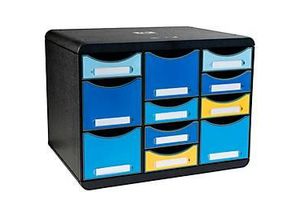 9002498313724 - Schubladenbox BEE BLUE Store Box Multi 7 kleine & 4 hohe Schübe mit Auszugstopp & Griffmulde Kunststoff schwarz