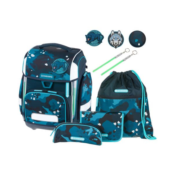 9002638227348 - Schulranzen-Set Ergolite Jungle Kunstfaser blau petrol