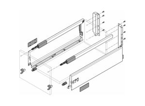 9002730387933 - Tandembox antaro D-Reling(K) Schubladenschienen-Set 1 Paar 30kg 400mm Vollauszug otion grau - Blum