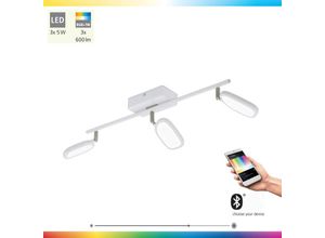 9002759332242 - Eglo - Deckenlampe Deckenleuchte Wohnzimmerlampe Esszimmerleuchte Schlafzimmer 3 flammig App- und Sprachsteuerung dimmbar weiß silber rgb led 5W