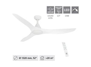 9002759351120 - Eglo - 35112 led Deckenventilator & Licht portsea abs weiss matt Acryl milky 19W 3000K 4000K 5000K H295cm Ø132cm mit Fernbedienung