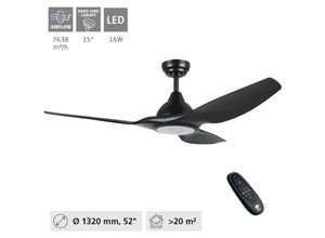 9002759351274 - 35127 led Deckenventilator & Licht tunitas Eisen schwarz-matt Acryl milky 16W 3000K 4000K 5000K H38cm Ø132cm dimmbar mit Fernbedienung - Eglo