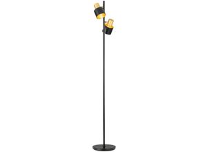 9002759393885 - Eglo - Stehlampe Fiumara 2-flammige Wohnzimmer Lampe mit flexiblen Spots Standleuchte aus Metall in schwarz und gold Stehleuchte mit Schalter E27