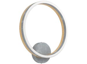 9002759398972 - Led Wandleuchte Cadinaro Wandlampe innen mit Leucht-Ring Wohnzimmer Wandbeleuchtung runde Flurlampe aus Metall in Beton-Optik und Holz warmweiß