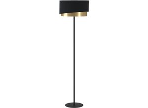 9002759399276 - Stehlampe Manderline edle Wohnzimmer Lampe Standleuchte aus Metall mit schwarzem Textil- und gold foliertem Lampenschirm Stehleuchte mit Schalter