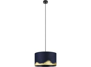 9002759399733 - Pendelleuchte Casuarita edle Hängelampe für Wohnzimmer und Esstisch Esszimmerlampe im Vintage Design aus Metall in schwarz und Samt in dunkelblau