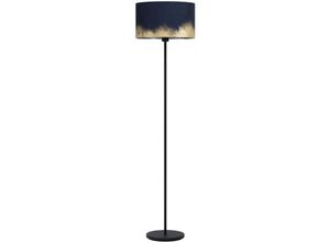 9002759399764 - Stehlampe Casuarita edle Wohnzimmer Lampe im Vintage Design Standleuchte aus Metall mit Textil-Schirm aus Samt in dunkelblau und gold Stehleuchte