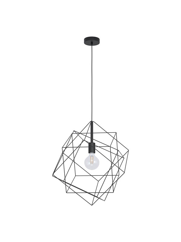 9002759433598 - 43359 Hängeleuchte straiton Stahl schwarz E27 1X40W H110cm Ø515cm dimmbar - Eglo