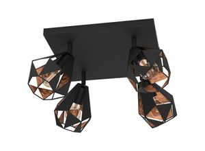 9002759437183 - Deckenlampe Carlton 7 Deckenleuchte mit 4 Spots Spotbalken Vintage Industrial Retro Wohnzimmerlampe aus Stahl in Schwarz und Kupfer Lampe