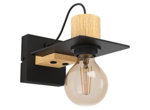 9002759437534 - Eglo - Wandleuchte innen Bramerton originelle Wandlampe Wandbeleuchtung aus Metall in Schwarz und Holz in Natur FSCM70HB Wand Lampe für Flur und