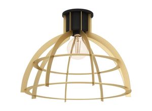 9002759437664 - Deckenlampe Stillington runde Deckenleuchte aus Stahl in schwarz und gold Wohnzimmerlampe im Vintage und Retro Design Lampe Decke Wohnzimmer E27