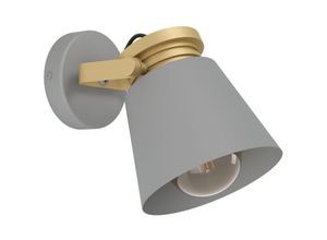 9002759438357 - Eglo - Wandleuchte innen Twicken Wandlampe mit beweglichem Spot eleganter Wandstrahler aus Metall in Grau und Gold Flur und Wohnzimmer Lampe mit