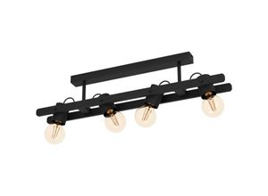 9002759438470 - Eglo - Deckenstrahler Plimsoll 4-flammige Deckenlampe mit schwenkbaren Spots Deckenleuchte aus Holz und Metall in Schwarz FSC100PA Deckenspot mit