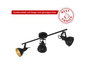 9002759755133 - Eglo - Deckenstrahler Thornton Deckenlampe mit 3 Spots Vintage Deckenleuchte Wohnzimmer Retro Lampe Decke Wohnzimmerlampe aus Metall in Schwarz