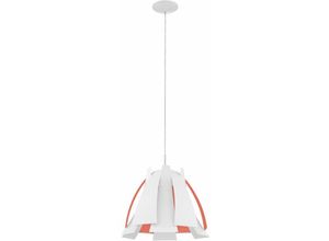 9002759927967 - Eglo - Pendelleuchte Pendellampe Hängeleuchte Wohnzimmerlampe Retro Metall weiß Folien orange E27 Fassung DxH 435x110cm