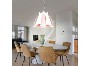 9002759928445 - Eglo - Pendellampe Hängeleuchte weiß Esstischlampe Wohnzimmerleuchte orangefarbene Folien 1x E27 DxH 55x110 cm 92844