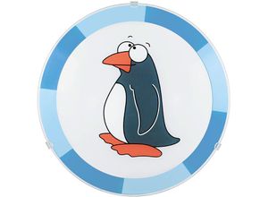 9002759944575 - Eglo - Kinderzimmer Deckenleuchte Pinguin Deckenlampe Kinder blau Kinderleuchte Wand Decke Stahl Glas 1x E27 d 25 cm 94457