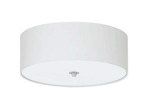 9002759949181 - Pasteri - 3 Light Flush Deckenleuchte Satin Nickel mit weißem Stoffschirm und Diffusor E27 - Eglo