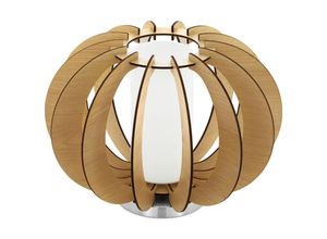 9002759956035 - Eglo - 95603 Tischleuchte Stellato 1 mit Schalter Holz Glas ahorn weiß 1X40W H215 ø 30cm