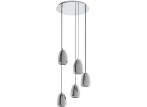 9002759986179 - 98617 Pendelleuchte alobrase chrom Rauchglas schwarz-transparent E27 5X40W Ø54cm H150cm dimmbar - Eglo