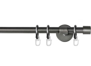 9002777142977 - Gardinenstange GARESA RUSTIKA Gardinenstangen Gr L 260 cm Ø 16 mm 1 läufig grau (graphit) Gardinenstangen nach Maß rustikale Vorhanggarnitur einfache Montage mit Verbinder verlängerbar