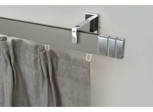 9002777154321 - Gardinenstange GARESA FLAT Gardinenstangen Gr L 450 cm 1 St 1 läufig silberfarben (vernickelt chromfarben) Kinder Gardinenstangen für Rechteckprofil Wandmontage perfekter Lauf modern verlängerbar