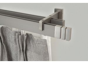 9002777155205 - Gardinenstange GARESA FLAT Gardinenstangen Gr L 160 cm 1 St 2 läufig silberfarben (vernickelt) Kinder Gardinenstangen für Rechteckprofil Wandmontage perfekter Lauf modern verlängerbar