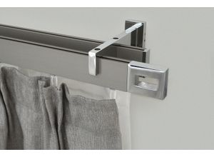 9002777157971 - Gardinenstange GARESA FLAT Gardinenstangen Gr L 200 cm 1 St 2 läufig silberfarben (vernickelt chromfarben) Kinder Gardinenstangen für Rechteckprofil Wandmontage perfekter Lauf modern verlängerbar
