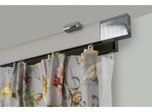 9002777162623 - Gardinenstange GARESA FLAT Gardinenstangen Gr L 170 cm 1 St 2 läufig silberfarben (vernickelt chromfarben) Gardinenstangen nach Maß Rechteckprofil Deckenmontage perfekter Lauf modern verlängerbar