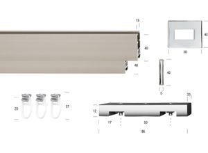 9002777164443 - Gardinenstange GARESA FLAT Gardinenstangen Gr L 430 cm 1 St 2 läufig silberfarben (vernickelt chromfarben) Gardinenstangen Deckenmontage Rechteckprofil Deckenmontage perfekter Lauf modern verlängerbar