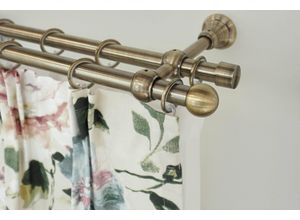 9002777167598 - Gardinenstange GARESA ANDREA Gardinenstangen Gr L 460 cm Ø 20 mm 1 St 2 läufig goldfarben (antikmessingfarben) Kinder Gardinenstangen für Vorhanggarnitur einfache Montage verlängerbar Endknopf Kugel lang