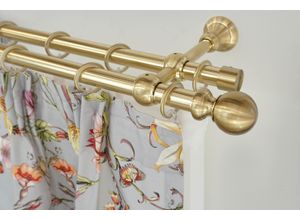 9002777171946 - Gardinenstange GARESA ANDREA Gardinenstangen Gr L 280 cm Ø 20 mm 1 St 2 läufig goldfarben (mattmessingfarben) Kinder Gardinenstangen für Vorhanggarnitur einfache Montage verlängerbar Endknopf Kugel lang