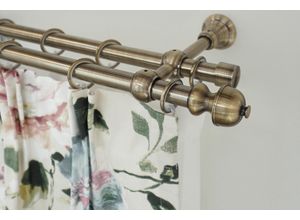 9002777178969 - Gardinenstange GARESA ANDREA Gardinenstangen Gr L 280 cm Ø 20 mm 1 St 2 läufig goldfarben (antikmessingfarben) Gardinenstangen nach Maß Vorhanggarnitur einfache Montage verlängerbar Endknopf Profil klein