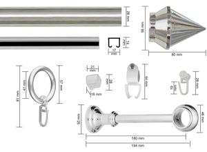 9002777187428 - Gardinenstange GARESA SEMARA Gardinenstangen Gr L 420 cm Ø 28 mm 2 läufig grau (chromfarben) Kinder Gardinenstangen für Vorhanggarnitur Kunststoff verlängerbar mit Ringe2 Lauf Gleiter