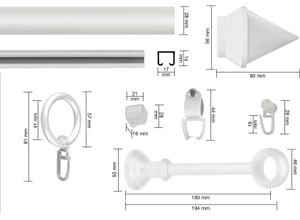 9002777188180 - Gardinenstange GARESA SEMARA Gardinenstangen Gr L 380 cm Ø 28 mm 2 läufig weiß Kinder Gardinenstangen für Vorhanggarnitur Kunststoff verlängerbar mit Ringe2 Lauf Gleiter