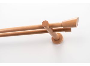 9002777208239 - Gardinenstange GARESA MOLIS Gardinenstangen Gr L 430 cm Ø 20 mm 2 läufig rot (rotbuchefarben) Kinder Gardinenstangen für Vorhanggarnitur verlängerbar Wandmontage Keil ohne Ringe
