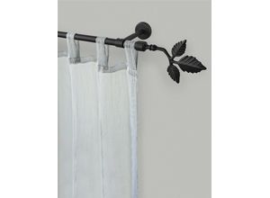 9002777210157 - Gardinenstange GARESA SHEET Gardinenstangen Gr L 350 cm Ø 16 mm 1 läufig schwarz Gardinenstangen nach Maß Vorhanggarnitur verlängerbar Knopf mit Blätter ohne Ringe