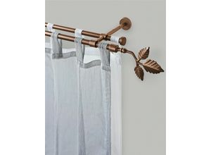 9002777213851 - Gardinenstange GARESA SHEET Gardinenstangen Gr L 450 cm Ø 16 mm 2 läufig braun (bronzefarben) Kinder Gardinenstangen für Vorhanggarnitur verlängerbar Knopf mit Blätter ohne Ringe