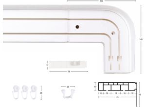 9002777231343 - Schienensystem GARESA Kunststoffschiene mit Blende Gardinenstangen Gr L 340 cm 2 läufig weiß Schienensysteme und Seilsysteme seitlich mit 2 Rundbögen (kein Spalt zwischen Vorhang Wand)